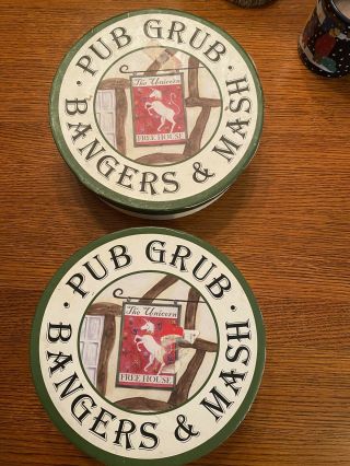 Pub Grub Bangers & Mash 8” Plates,  Bia Cordon Bleu Set Of 4
