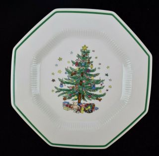 Nikko Christmastime Octagonal Dinner Plate 10 3/4 " Christmas Tree