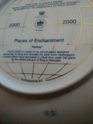 BING AND GRONDAHL PLACES OF ENCHANTMENT 2000 SYDNEY JORDAN RUNDT PLATE 3