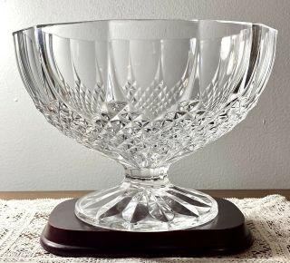 Cristal D’arques Durand Blown French Diamond Cut Clear Crystal Footed Bowl 8.  5”