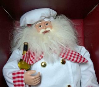 2003 Home For The Holidays Visions Of Santa 18 " Old World Santa Doll Chef W Wine