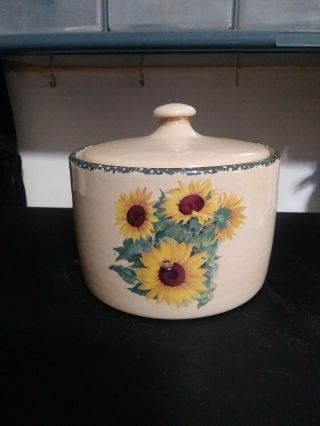 Home & Garden Party Sunflower Small Canister Crock With Lid