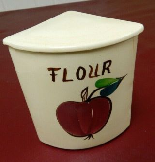 Retro 40s Purinton Pottery Hand Painted Wedge Flour Replacement Canister W/ Lid