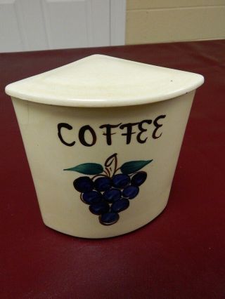 Retro 40s Purinton Pottery Hand Painted Wedge Coffee Replacement Canister W/ Lid