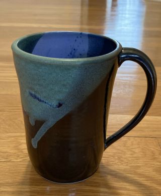 Pottery Mug Signed 5 1/4 Inch Tall 4 Inch Wide.