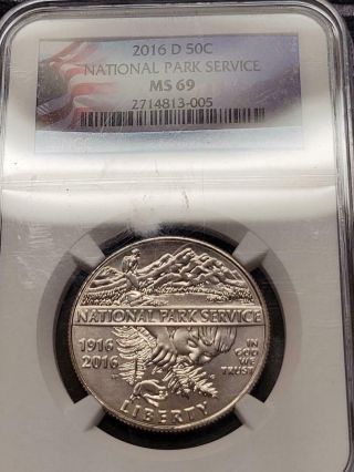 2016 - D 100th Anniversary National Parks Commemorative Half Dollar Ngc Ms69