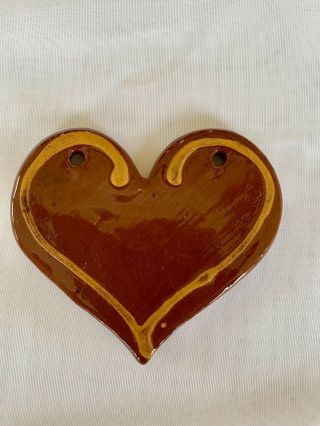 Ned Foltz Reinholds,  Pa (lancaster Area) Redware Pottery Heart Ornament.