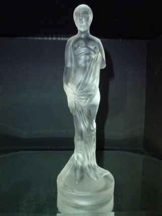 Muller Czech Art Deco Clear Frosted Glass 1929 Nude Lady Figurine Bobbed Hair