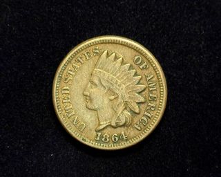 Hs&c: 1864 Copper Nickel Indian Head Penny/cent Vf - Us Coin