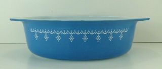 Large Vintage Pyrex Blue Snowflake Garland Casserole Dish Only 045 2.  5 Quart