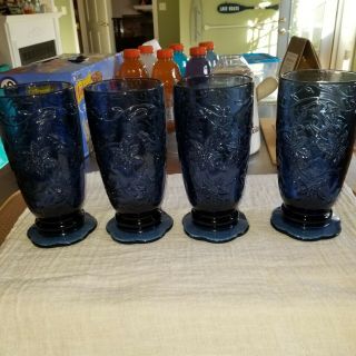 Prince House Fantasia Sapphire Blue 18oz Water/ice Tea Tumblers Set Of 4