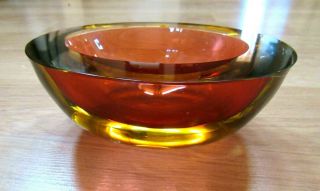 Vintage Kosta Boda Glass Bowl,  Tealight Holder,  Candleholder - Red/yellow