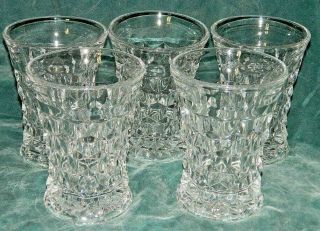 Vintage Set Of 5 Fostoria American 2056 Flat Flaired Tumblers Clear 4 3/8 "