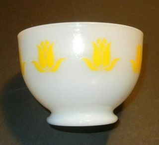 Fire King Yellow Tulips Cottage Cheese Or Ice Cream Bowl Milk Glass