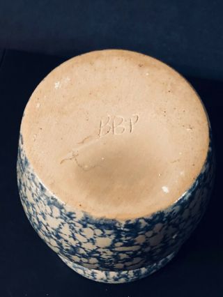 Vintage BBP Beaumont Brothers Pottery Salt Glazed Blue Stoneware Small Crock 3