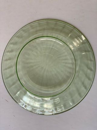 Green Depression Anchor Hocking Block Optic 7 Dinner Plates 9 1/8” Across 3