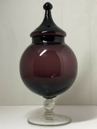 Vintage Empoli Glass Apothecary Candy Jar In Amethyst