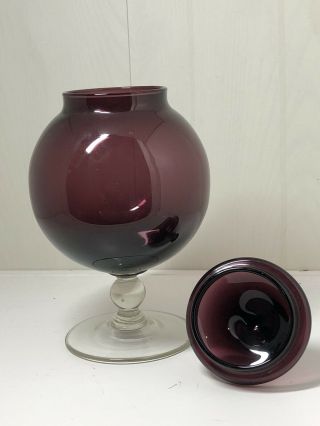 Vintage Empoli Glass Apothecary Candy Jar In Amethyst 2