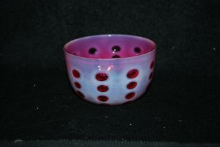 Great Fenton Cranberry Opalescent Polka Dot Finger Bowl 1940 