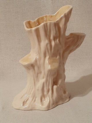 Classic Belleek Tree Trunk Vase - Green Mark Rd 6.  5” Ivory Cream Luster Ware