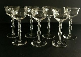 Vintage Libbey Rock Sharpe Salon 1023 Set Of 7 Small Cocktail Glasses