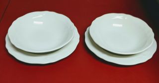 Set Of 4 Federalist Ironstone Soup And Salad Plates.  4238