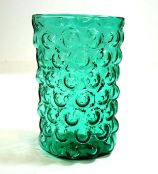 Vintage Hand Blown Blenko ? Bubble Vase 9.  5 " Tall Blue Green Teal As - Is