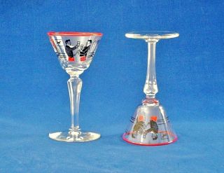 Vintage Libbey Pickwick Dickens Cocktail Glasses Set Of 5