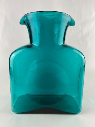 Blenko 8″ Glass Water Bottle In Peacock W Two Spouts