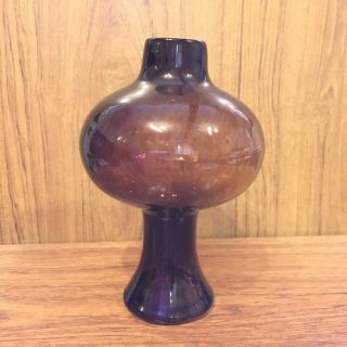 Vintage Retro Round Hand Blown Bulb Balloon Amber Glass Vase