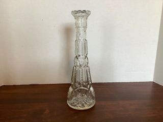 Le Smith Moon Star Glass Clear 9 " Tall Bud Vase Hard To Find.