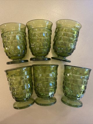 Vintage Green Depression Glass Set Of 6 3 3/4”