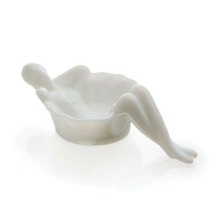 Mosser Glass Bathing Beauty Soap Dish Trinket Dish Opalescense White