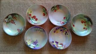 Set Of 6 Stunning Vintage Three Crown China Germany Fruit Bowls Gold Trim