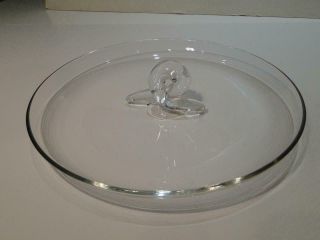 Vintage Signed Steuben Clear Glass Dish With Center Handle