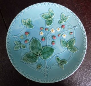 8 1/2 " Majolica Plate With Strawberries