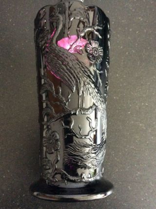 Vintage Dark Purple Fenton Glass Vase - Marked On Bottom