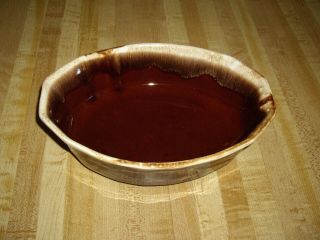 Vintage Mccoy Pottery Brown Drip Glaze Oval Casserole Dish Bowl Usa 707d