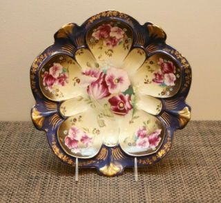 Rs Prussia Porcelain Cobalt Blue Gold Plate W Poppies Gold