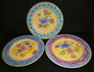 Set Of 3 Birds And The Bees Sango Salad Plates 3024 By Sue Zipkin