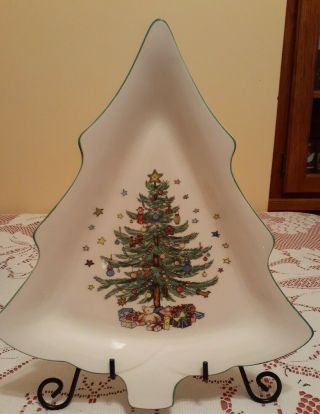 Nikko Christmastime Large Christmas Tree Shaped Plate Cookie Dish 11 3/4 "