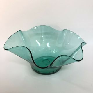 Vintage Blenko Art Glass 3744x Sea Green 8 1/2” Bowl