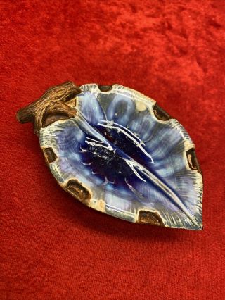 Vintage Treasure Craft Of Hawaii Blue Silver Leaf Dish Maui,  Hawaii