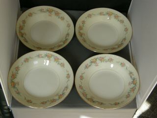 Set Of 4 Homer Laughlin Eggshell Georgian Countess Rimmed Soup Bowls - 1950 
