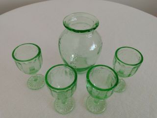 Green Jennifer Miniatures Dish Set 8 Vase & 4 Goblets