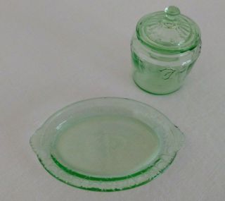 Green Jennifer Miniatures Boxed Set 9 Cracker Jar & Meat Platter