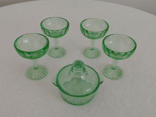 Green Jennifer Miniatures Boxed Set 16 Covered Bowl & 4 Goblets