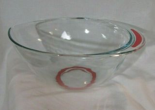 Pyrex 2250 Large Mixing Bowl 5 Qt 4.  75l Teardrop Clear Glass Red Grip And Base