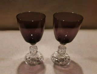 Two Elegant Vintage Fostoria Burgandy/amethyst " American Lady " Claret Wine Stems