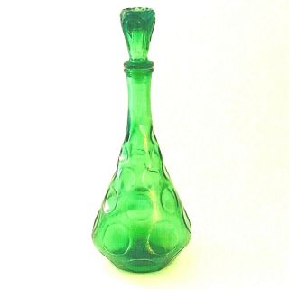 Vintage Mid Century Empoli Italian Green Art Glass Decanter With Stopper Mcm